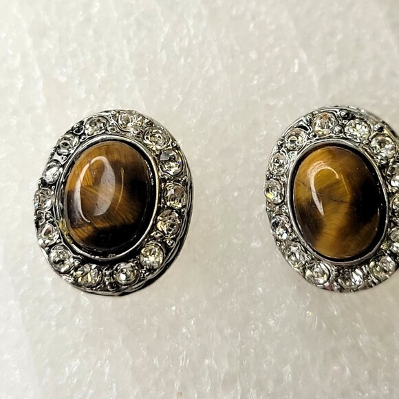 Tiger Eye Stud Earrings - Picture 11 of 13